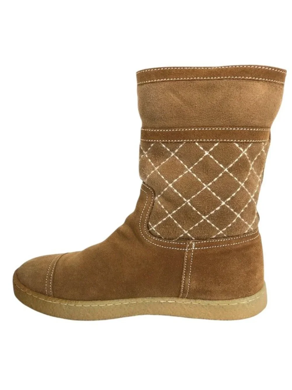 Chanel Boots CC Logo Shearling Brown